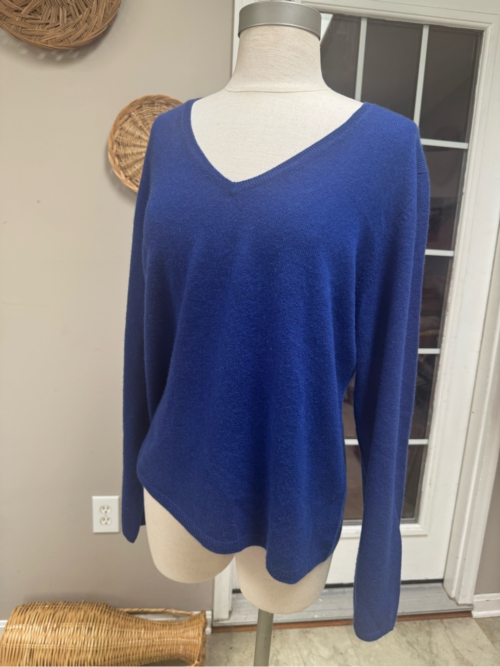 Charter Club Cashmere V-Neck Sweater Blue XL 2-Ply Luxury Pullover